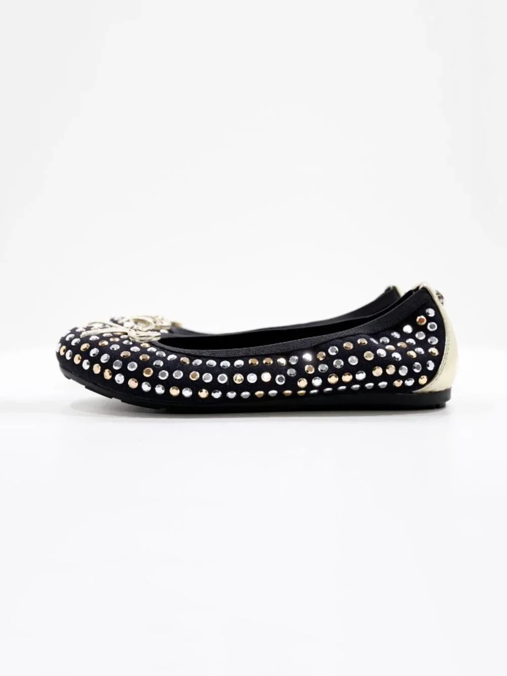 Stuart Weitzman Fannie Tara Black Silver & Gold Ballet Flats - Girls' 1